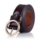 COOLERFIRE Fashion Classic round buckle Ladies wide belt Women's design high quality female casual leather belts for jeans LB007