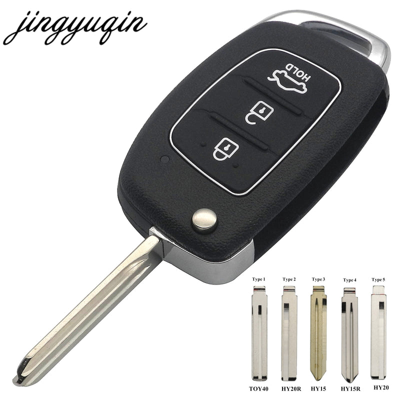 Jingyuqin HY15/HY20/TOY40 Flip Remote Key Shell Fob For Hyundai Solaris ix35 ix45 ELANTRA Santa Fe HB20 Verna Solaris 3 Buttons