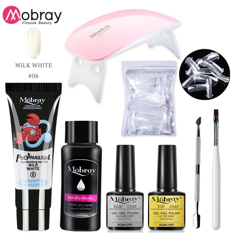 Mobray UV Poly Nail Gel Extension Nail Kit All For Manicure Set Acrylic Solution UV/LED Building Gel Polish For Nail Art Design