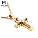 KALEN Hot Stainless Steel Wire Cross Pendant Necklace Men Male Metal Cruz Necklaces Jewelry Accessories