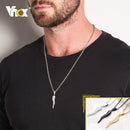 Vnox Horn Necklaces for Men Women, Casual Stainless Steel Waved Pendant, Simple Basic Girls Boys Neck Collar Jewelry