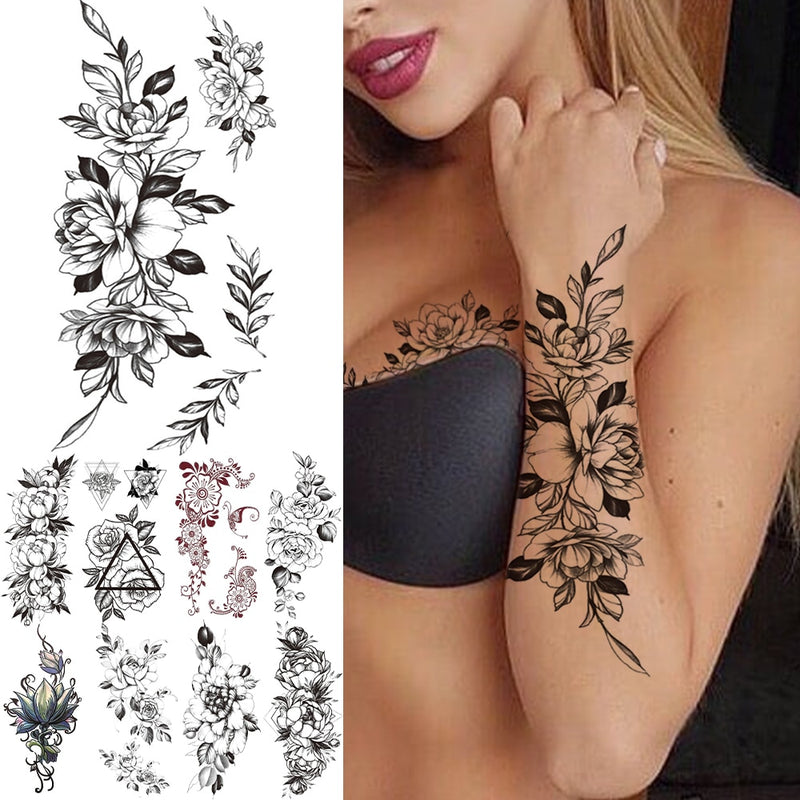 Amazon.com : 6 Sheets Full Arm Temporary Tattoo, Waterproof Extra Large  Black Skull Rose Temporary Tattoos for Men and Women, Adults Body Art Tattoo  Sticker Fake Tattoo : Beauty & Personal Care