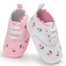 Lioraitiin Baby Infant Girl Soft Sole Crib Toddler Canvas Cute Flower Sneaker Shoes