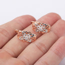 New Vintage Cut Out Flower Square Drop Earrings Natural Cubic Zircon Stone for Women 585 Rose White Gold Color Stud Earring