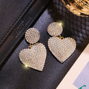 Quality Exaggerated Fashion Earrings for Women Luxury Full Rhinestone Heart Hanging Wedding Earrings Jewelry