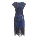 Vintage 1920s Flapper Great Gatsby Dress O-Neck Cap Sleeve Sequin Fringe Party Midi Dress Vestidos Verano Summer Dress