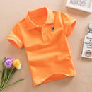 New Boys Short Sleeve Polo Shirt 2-11y Children Lapel Solid Color Clothes Kids Cotton School Uniform Polo Shirts Out