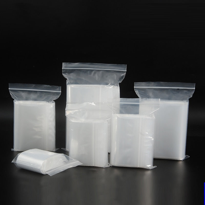 100pcs/pack Small Zip Lock Plastic Bags Reclosable Transparent Bag Shoe Bag  Vacuum Storage Bag Food Storage Bag Poly Clear Bags