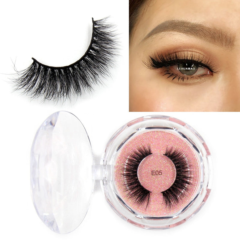 LEHUAMAO Makeup Eyelashes 3D Mink Lashes Thick HandMade Fluffy Lashes Cruelty Free Volume Wispy Soft Lash Reusable False Eyelash