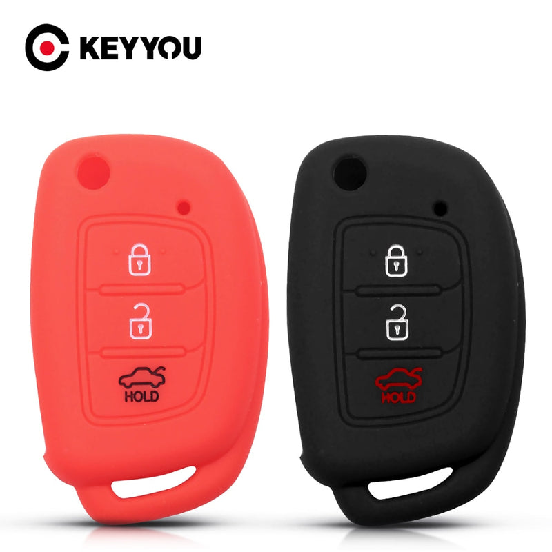 KEYYOU Remote Silicone Car Key Case For Hyundai  Tucson i40 i20 i10 iX35 iX45 Creta Santa fe Cover Keyless Fob 3 Buttons