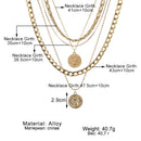 ZOVOLI Punk Gold Color Portrait Coin Pendant Necklace For Women Cuban Multilayered Chunky Thick Chain Necklaces Gothtic Jewelry