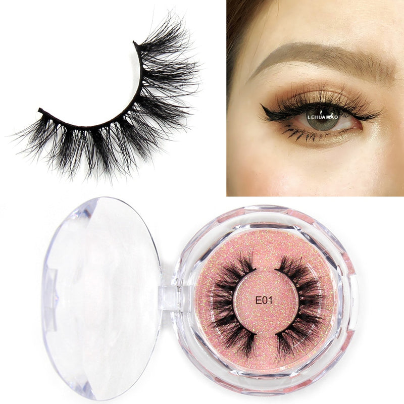 LEHUAMAO Makeup Eyelashes 3D Mink Lashes Thick HandMade Fluffy Lashes Cruelty Free Volume Wispy Soft Lash Reusable False Eyelash