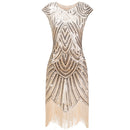 Vintage 1920s Flapper Great Gatsby Dress O-Neck Cap Sleeve Sequin Fringe Party Midi Dress Vestidos Verano Summer Dress