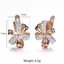 New Vintage Cut Out Flower Square Drop Earrings Natural Cubic Zircon Stone for Women 585 Rose White Gold Color Stud Earring