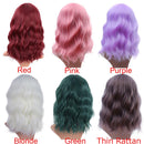 Curly Bob Wig With Bangs Synthetic Red Burgundy Pink Blonde Purple Wig Cosplay Short Bob Natural Wavy Hair Wigs For Women Msholy