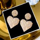 Quality Exaggerated Fashion Earrings for Women Luxury Full Rhinestone Heart Hanging Wedding Earrings Jewelry