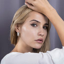 New Vintage Cut Out Flower Square Drop Earrings Natural Cubic Zircon Stone for Women 585 Rose White Gold Color Stud Earring