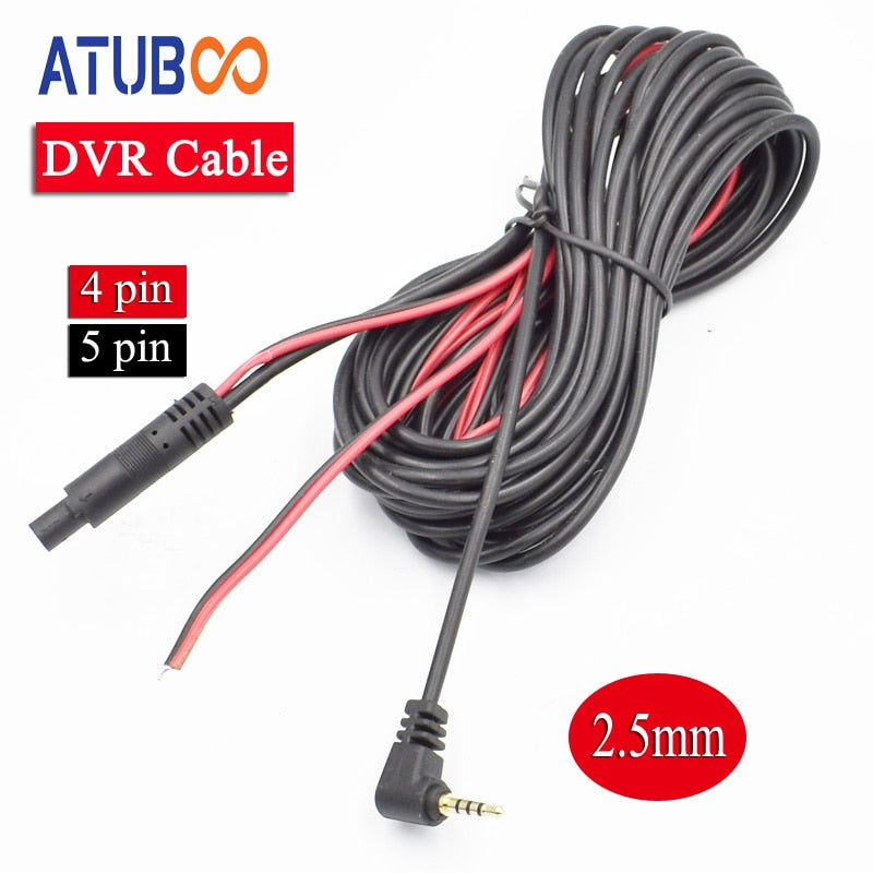 5 Pin Car DVR Camera Cable 2.5mm Jack Port 4pin Video Extension Line for Vehicle Rear View Camera