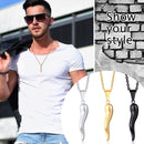 Vnox Horn Necklaces for Men Women, Casual Stainless Steel Waved Pendant, Simple Basic Girls Boys Neck Collar Jewelry