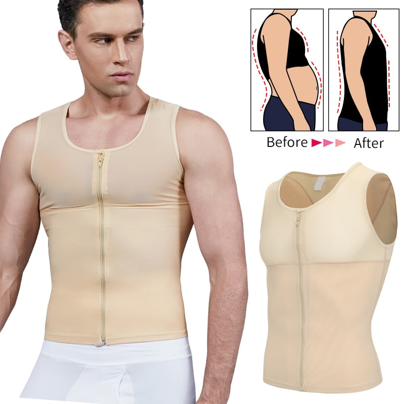 Men Slimming Body Shaper Belly Chest Gynecomastia Compression T-Shirt Tank  Top