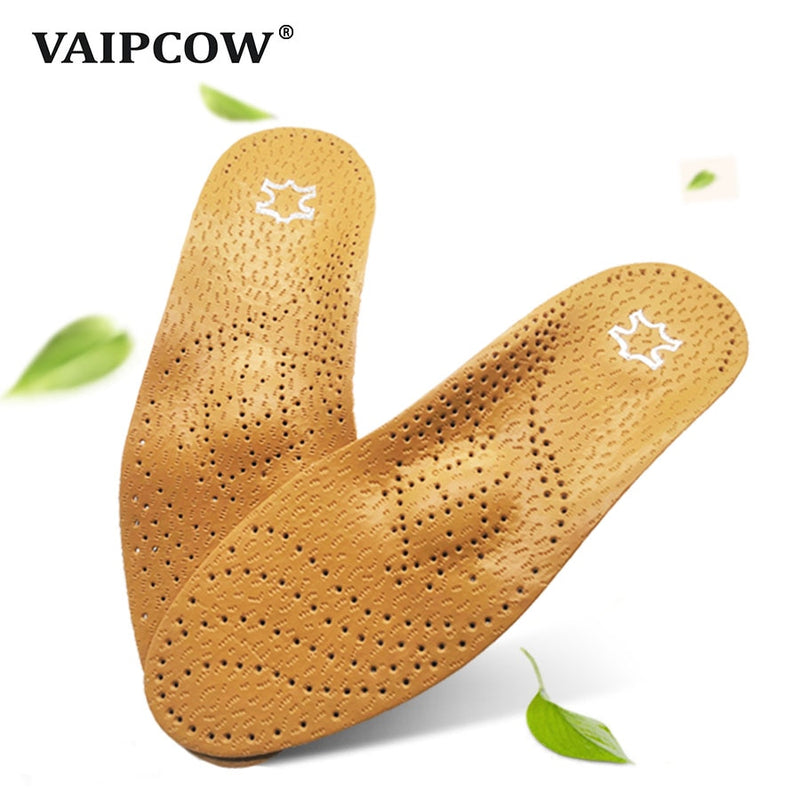 VAIPCOW Orthopedic Insole For Flat Feet Arch Support PU Leather Latex Orthotic Insoles For Feet suitable men women Shoes Sole