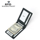 New RFID Blocking Slim Carbon Fiber Leather Wallet With A Clip Men ID Card Holder Front Pocket Bifold Male Metal Clamp For Money