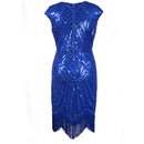 Vintage 1920s Flapper Great Gatsby Dress O-Neck Cap Sleeve Sequin Fringe Party Midi Dress Vestidos Verano Summer Dress