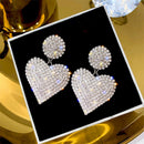 Quality Exaggerated Fashion Earrings for Women Luxury Full Rhinestone Heart Hanging Wedding Earrings Jewelry