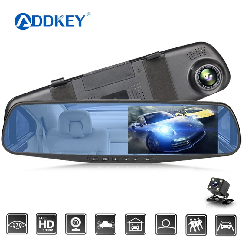 ADDKEY Car Dvr 4.3 Inch Camera Full HD 1080P Automatic Camera Rear View Mirror With DVR And Camera Recorder Dashcam Car DVRs