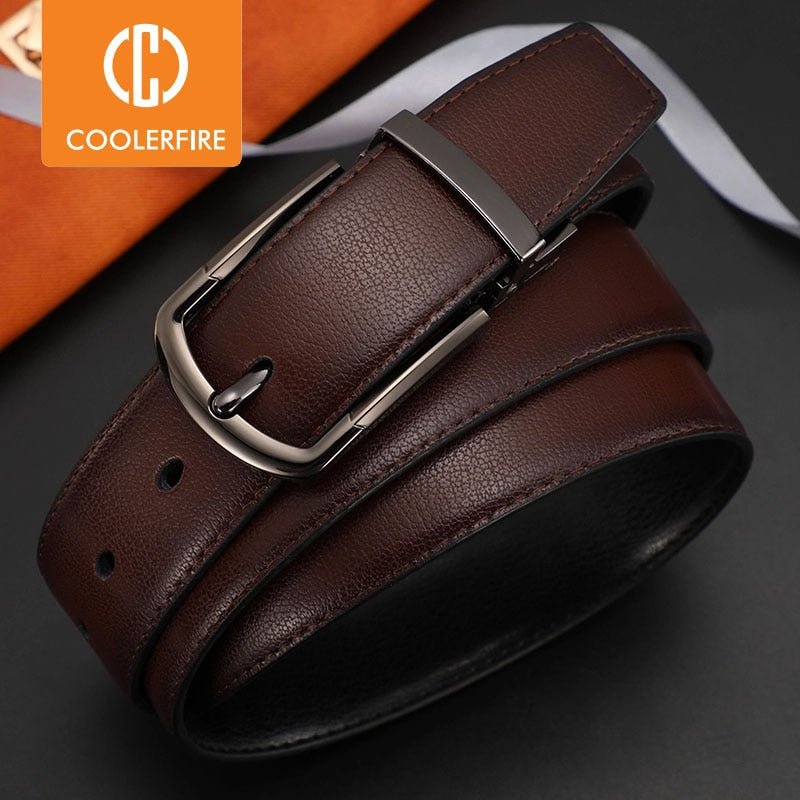 Men Genuine Leather Belt 100cm 110cm 120cm 130cm 140cm 150cm 160cmReversible Buckle Brown and Black Business Dress Belts for Men