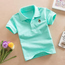 New Boys Short Sleeve Polo Shirt 2-11y Children Lapel Solid Color Clothes Kids Cotton School Uniform Polo Shirts Out