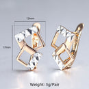 New Vintage Cut Out Flower Square Drop Earrings Natural Cubic Zircon Stone for Women 585 Rose White Gold Color Stud Earring