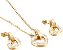 Love Heart Necklace and Earrings Set ,18K Gold Plated Women's Jewelry Sets