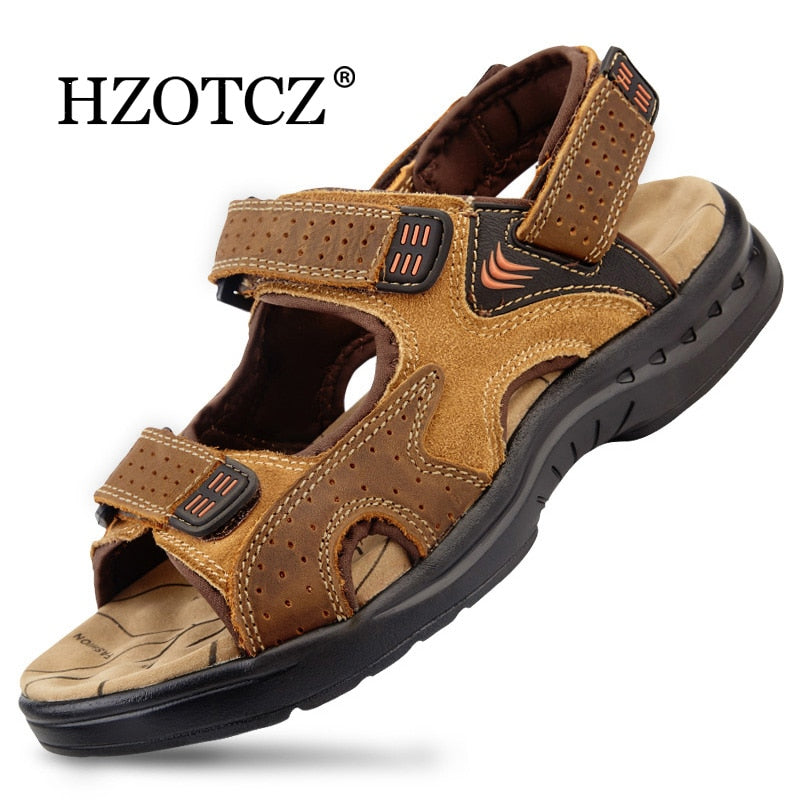 Genuine leather men sandals suede leather beach sandalias hombre cowhide male summer shoes slippers outdoor casual  sandals men