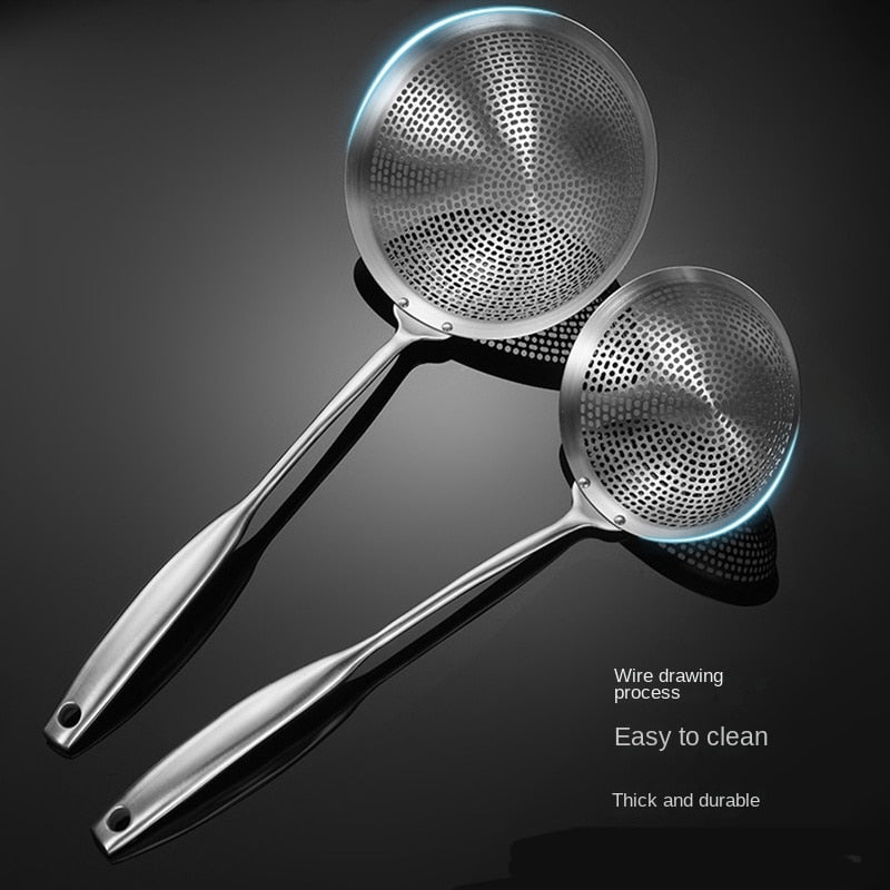 1pc 304 Stainless Steel Large Colander, Kitchen Cooking Skimmer Ladle, Pasta Food Strainer Spoon, Kitchen Tools