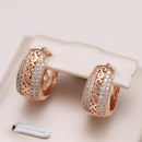 Kinel New 585 Rose Gold Natural Zircon Hollow Pattern Dangle Earrings For Women Ethnic Bride Wedding Fine Earrings Boho Jewelry