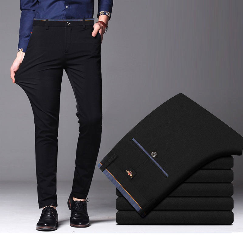 Men's Fashion Business Casual Long Pants Suit Pants Male Elastic Straight Formal Trousers Plus Big Size 28-40