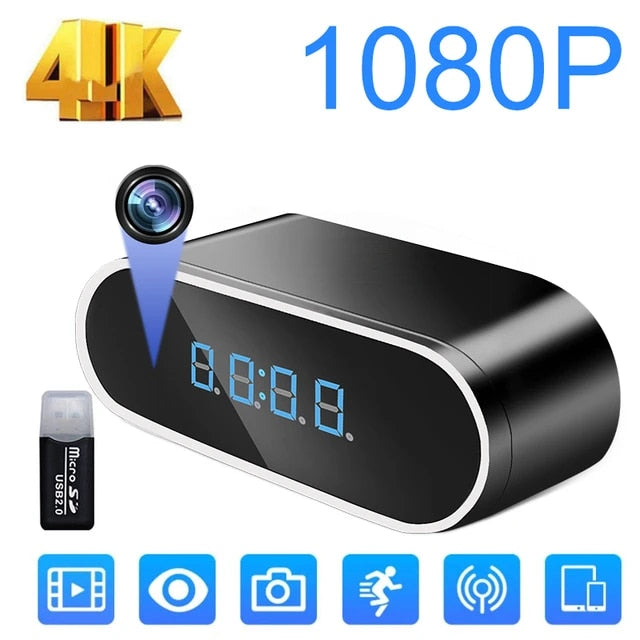 1080P Mini Camera Alarm Clock WIFI Night Vision DVR Camcorder Audio Video Recorder Home Surveillance Security Wireless Monitor