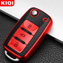 KIQI TPU Leather Car Key Cover Case for Volkswagen for VW Bora Polo Tiguan Jetta Passat B5 B6 B7 Golf Beetle for Skoda Octavia