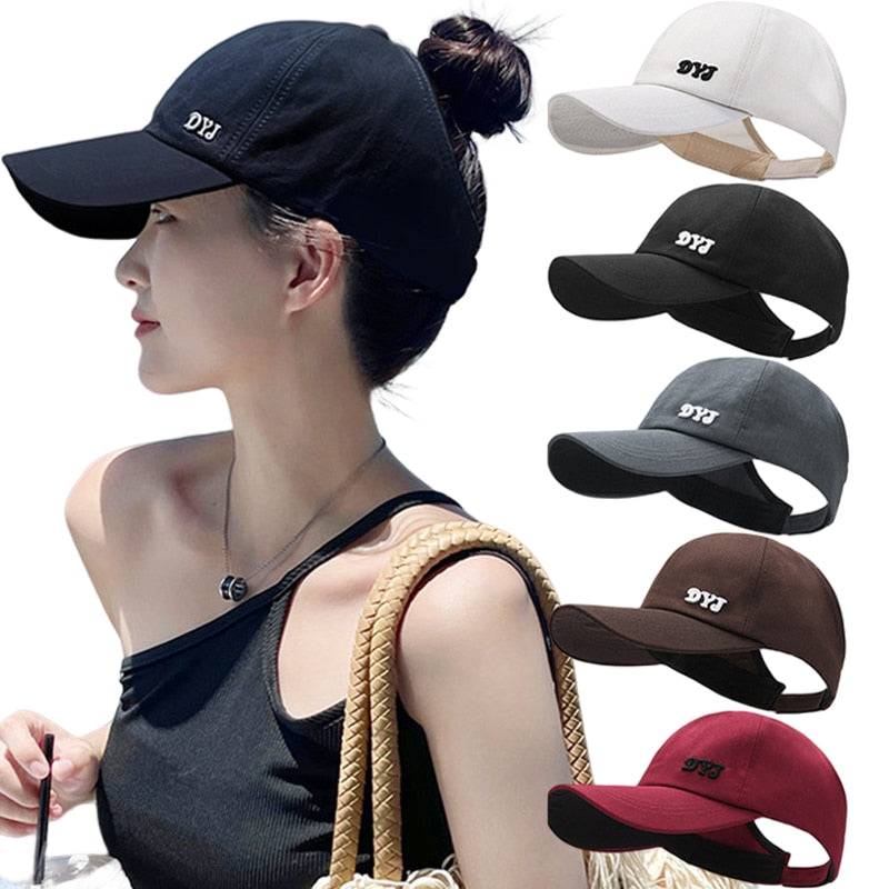 New High Ponytail Baseball Cap for Women Girls Summer Sports Cap Fashion Casual Solid Color Cap Sun Hat with Ponytail Hole