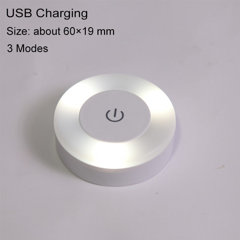 LED Touch Sensor Night Lights 3 Modes USB Rechargeable Magnetic Base Wall Lights Round Portable Dimming Night Lamp Room Decor