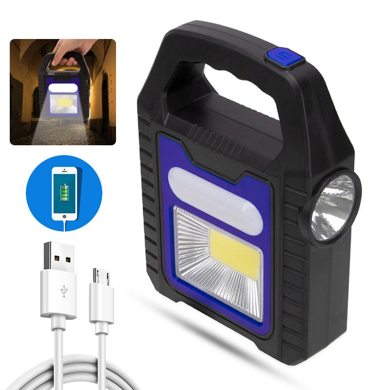 Z2 Portable Solar Lantern COB LED Work Lamp Waterproof  Emergency Spotlight USB Rechargeable Handlamp for Outdoor Hiking Camping