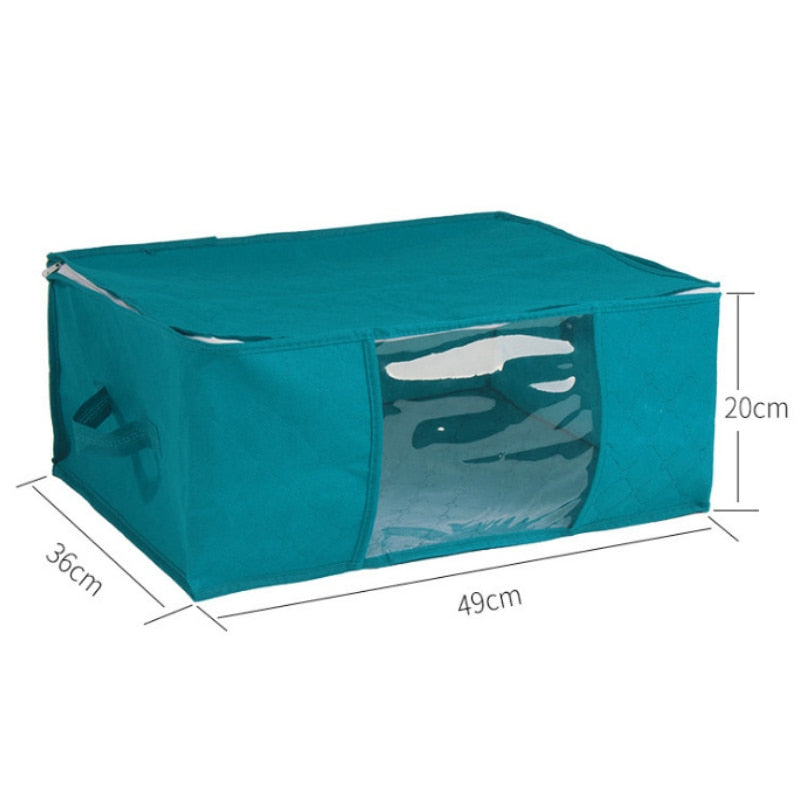1PCS Large Storage Box Storage Bag with Zipper Transparent Folding Organizer Bedroom Shelf Visible Wardrobe Storage organizer