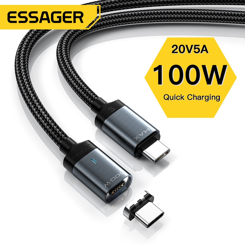 Essager – câble USB type-c 100W/5A PD de 2M, charge rapide, cordon