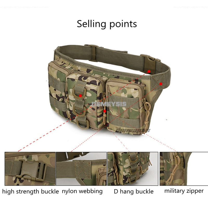 800D Waterproof Oxford Tactical Waist Bag Molle Military Airsoft Combat Bag Adjustable Outdoor Hiking Hunting Tools Waist Bags