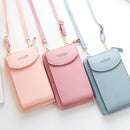 Women Shoulder Strap Purses Solid Color Leather Bag Short Travel Mobile Phone Bag Card Holders Storage Wallet Flap Pocket