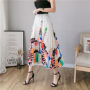 Pleated Skirt Women New  Print Cartoon Pattern  Elastic Women Skirts Big Swing Party Holiday High Waist Skirts