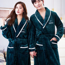 Lovers Coral Fleece Robe Warm Sleepwear Women Men Thicken Flannel Bathrobe Lounge Nightgown Home Clothes Bigsize