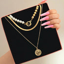 ZOVOLI Punk Gold Color Portrait Coin Pendant Necklace For Women Cuban Multilayered Chunky Thick Chain Necklaces Gothtic Jewelry
