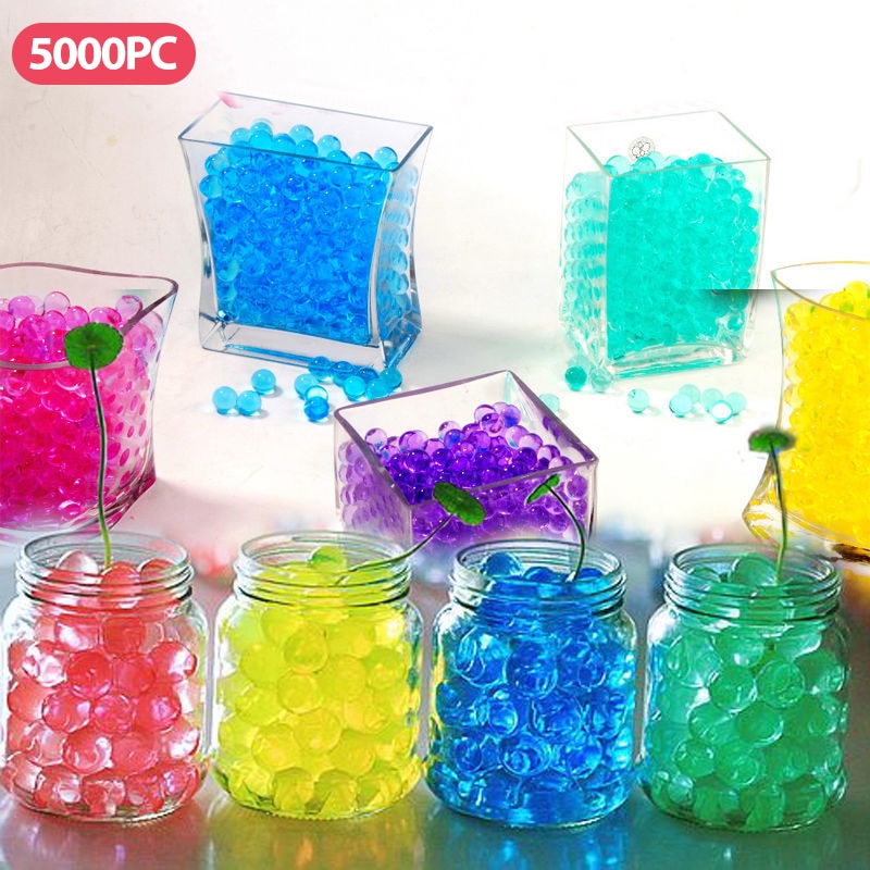 5000pcs Home Decor Water Beads Colorful Pearl Gel Ball Polymer Hydrogel Potted Crystal Mud Soil Grow Magic Jelly Wedding